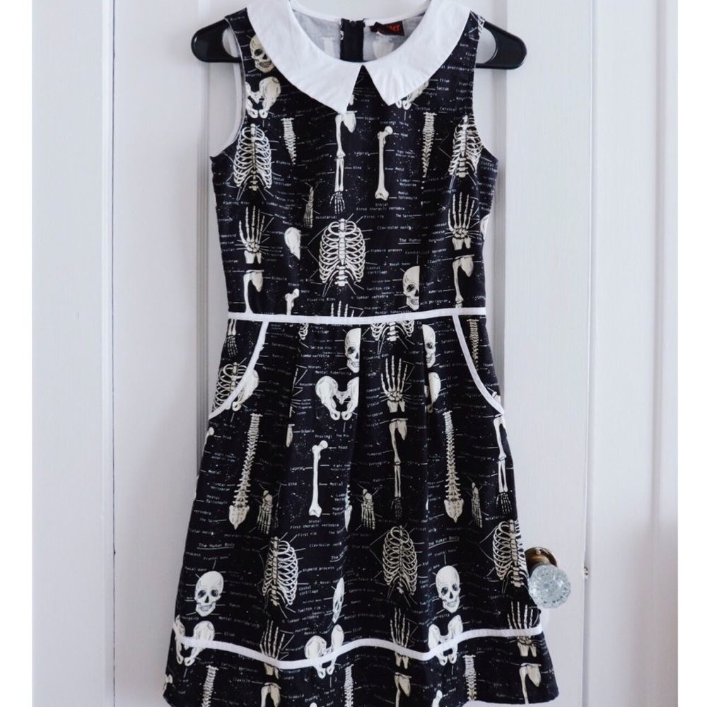Modcloth Halloween Skeleton Peter Pan collar dress